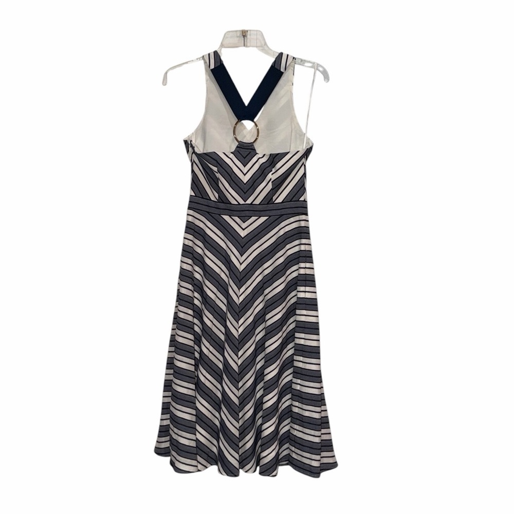 1901 Navy Striped Fit and Flare Dress Size 4 - Picture 3 of 9